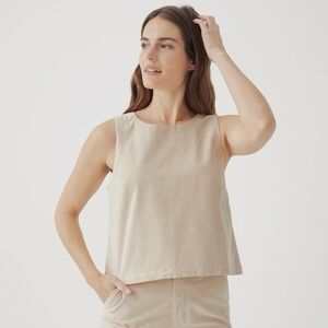 NWT Pact Modern Corduroy Button Back Tank in Sandshell L vest organic cotton